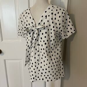 Banana Republic White and Black Polka Dot Top